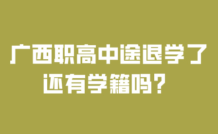 廣西職高中途退學(xué)了還有學(xué)籍嗎？